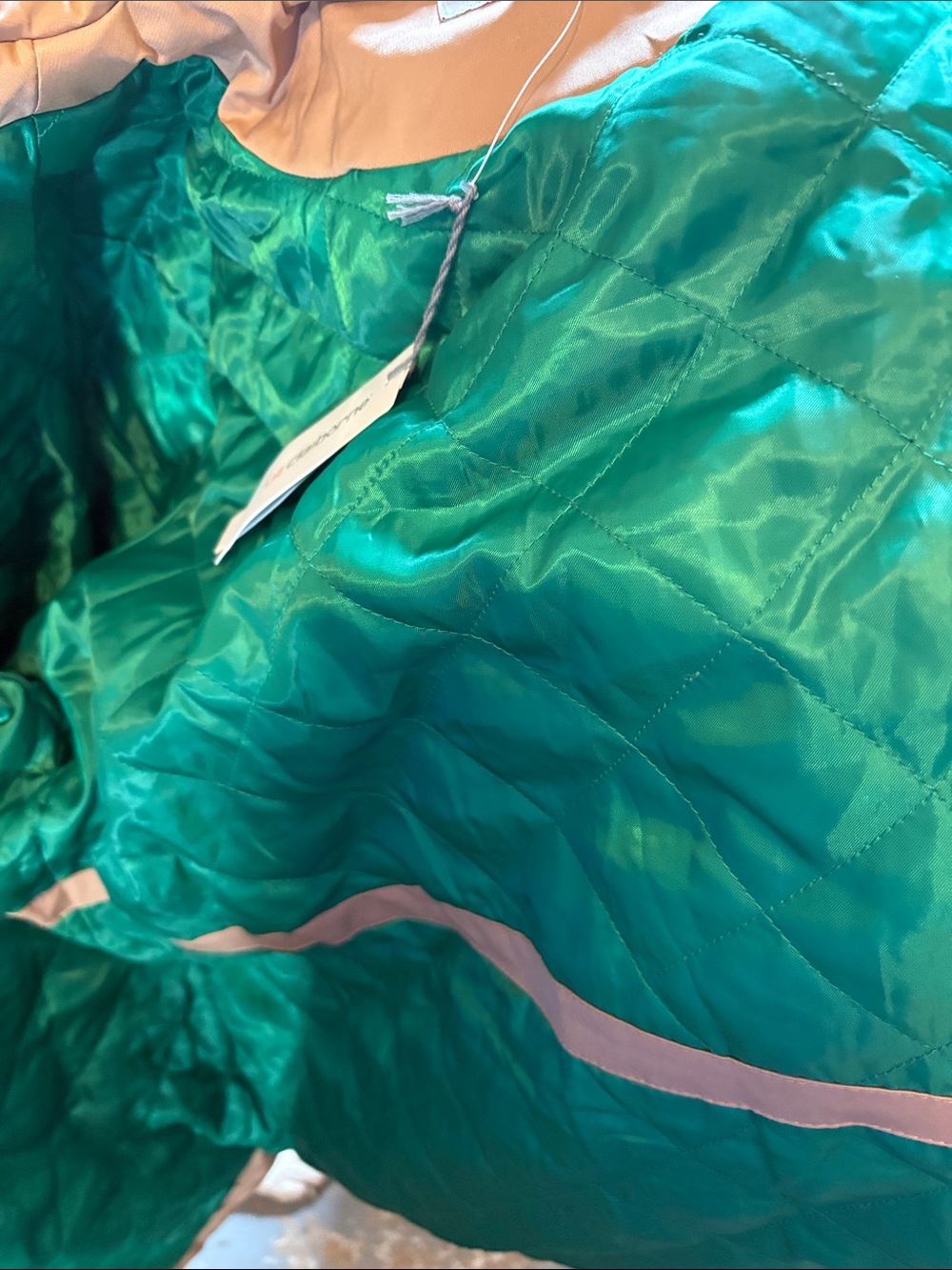 Liz Claiborne Tan Hooded Trench Coat with Teal Trim - Picture 15 of 15
